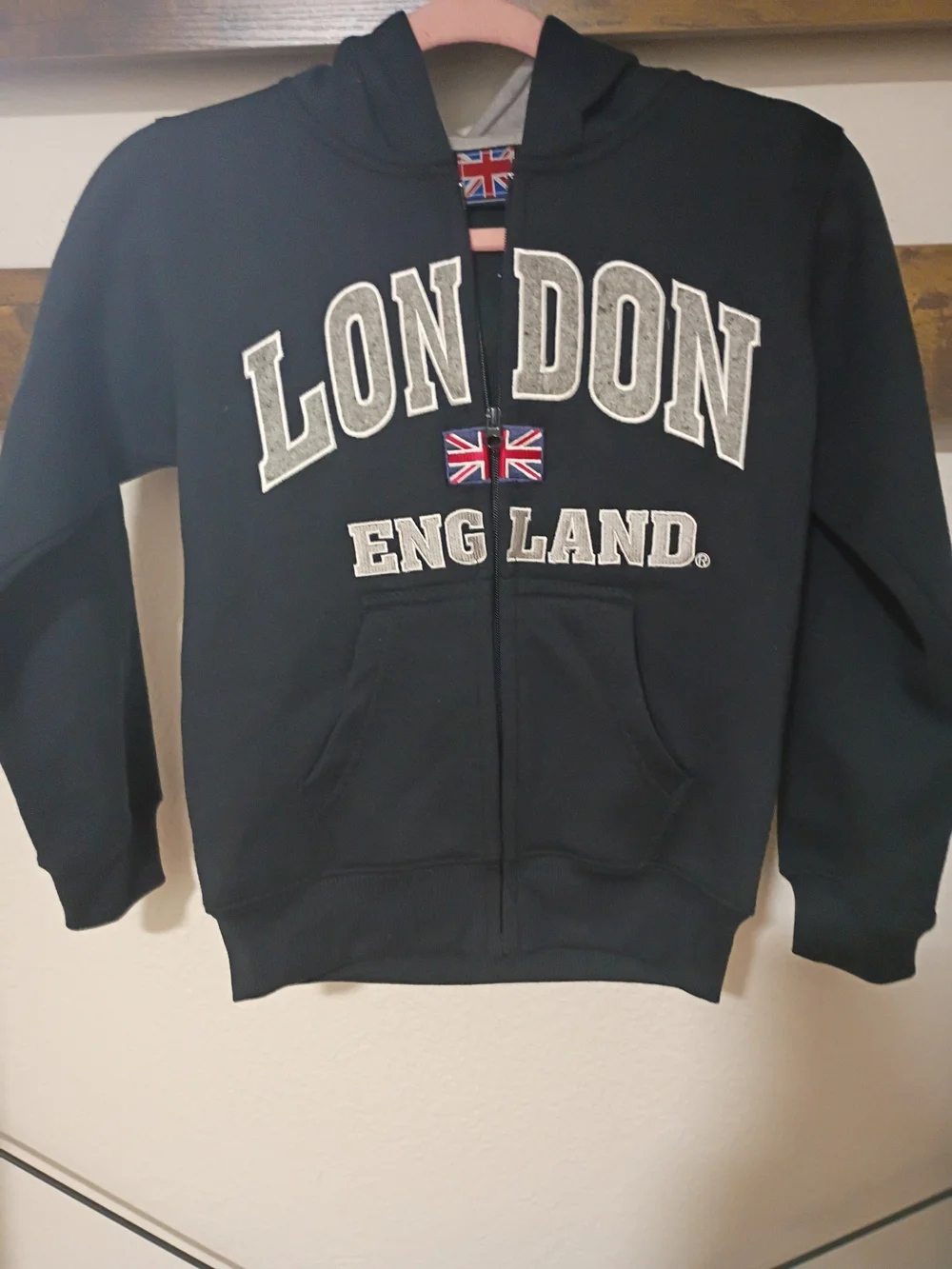 Kids K K Apparel Navy 'London England' Zip-Up Hoodie